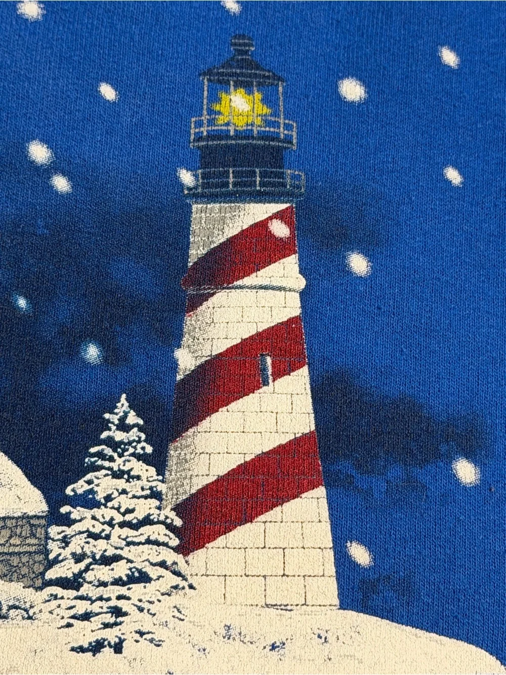 VINTAGE‎ 80s 90s lighthouse winter Christmas graphic crewneck sweatshirt sweater